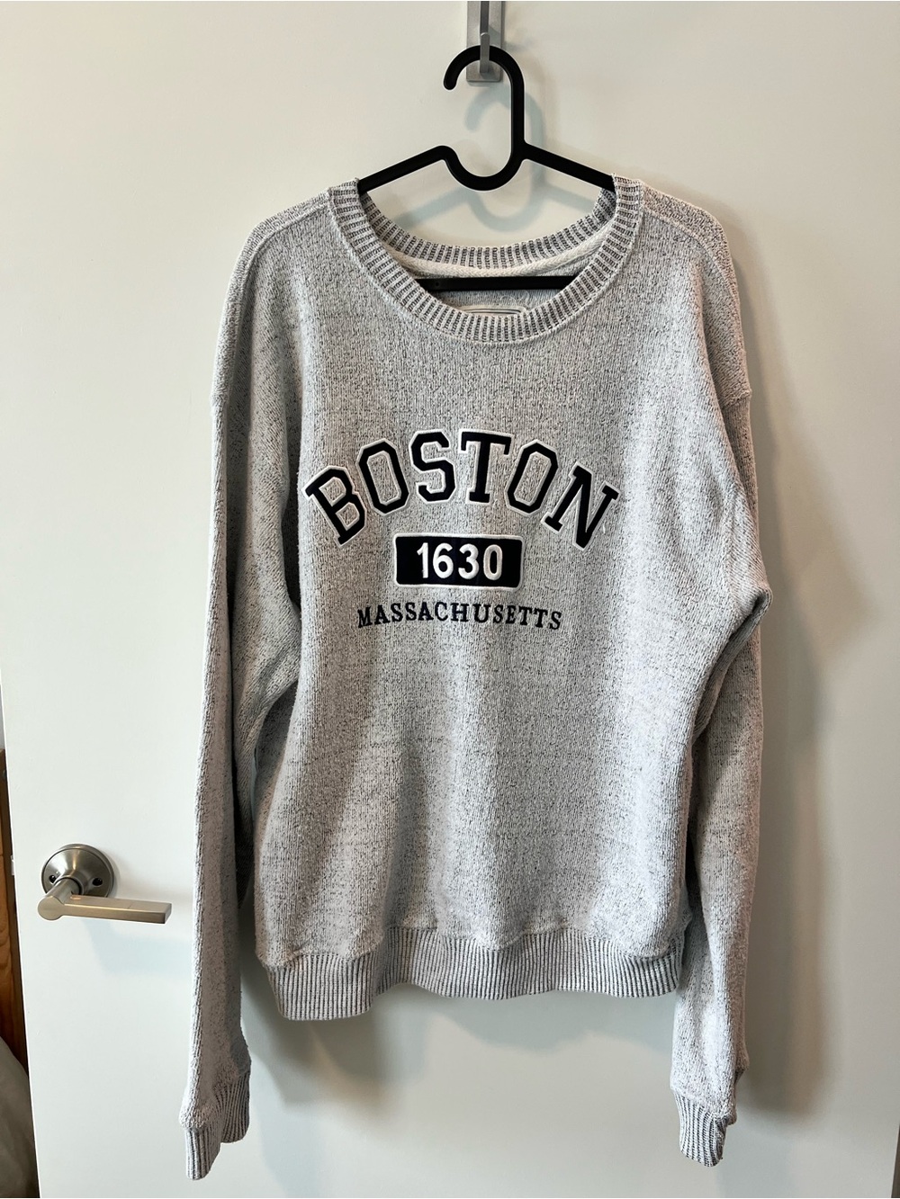Gray 'Boston 1630 Massachusetts' Crewneck Sweatshirt